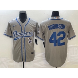 Men's Los Angeles Dodgers #42 Jackie Robinson Grey With Patch Cool Base Stitched Baseball Jersey Men's Los Angeles Dodgers #42 Jackie Robinson Grey With Patch Cool Base Stitched Baseball Jersey
