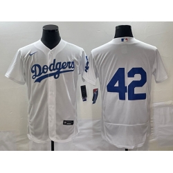 Men's Los Angeles Dodgers #42 Jackie Robinson White No Name Stitched Flex Base Nike Jersey Men's Los Angeles Dodgers #42 Jackie Robinson White No Name Stitched Flex Base Nike Jersey