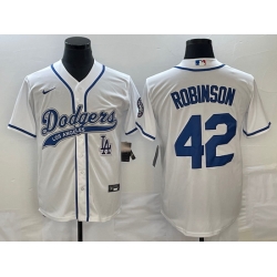 Men's Los Angeles Dodgers #42 Jackie Robinson White With Patch Cool Base Stitched Baseball Jersey1 Men's Los Angeles Dodgers #42 Jackie Robinson White With Patch Cool Base Stitched Baseball Jersey1