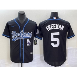 Men's Los Angeles Dodgers #5 Freddie Freeman Black Cool Base Stitched Baseball Jersey Men's Los Angeles Dodgers #5 Freddie Freeman Black Cool Base Stitched Baseball Jersey