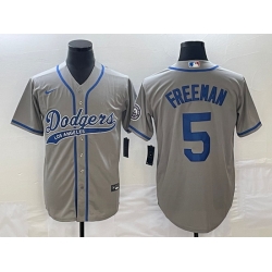 Men's Los Angeles Dodgers #5 Freddie Freeman Grey Cool Base Stitched Baseball Jersey1 Men's Los Angeles Dodgers #5 Freddie Freeman Grey Cool Base Stitched Baseball Jersey1