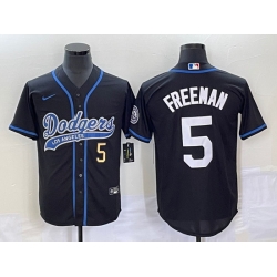 Men's Los Angeles Dodgers #5 Freddie Freeman Number Black Cool Base Stitched Baseball Jersey Men's Los Angeles Dodgers #5 Freddie Freeman Number Black Cool Base Stitched Baseball Jersey
