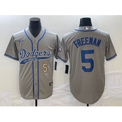 Men's Los Angeles Dodgers #5 Freddie Freeman Number Grey Cool Base Stitched Baseball Jersey Men's Los Angeles Dodgers #5 Freddie Freeman Number Grey Cool Base Stitched Baseball Jersey