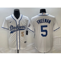 Men's Los Angeles Dodgers #5 Freddie Freeman Number White Cool Base Stitched Baseball Jersey Men's Los Angeles Dodgers #5 Freddie Freeman Number White Cool Base Stitched Baseball Jersey