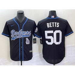 Men's Los Angeles Dodgers #50 Mookie Betts Black With Patch Cool Base Stitched Baseball Jersey1 Men's Los Angeles Dodgers #50 Mookie Betts Black With Patch Cool Base Stitched Baseball Jersey1