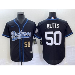 Men's Los Angeles Dodgers #50 Mookie Betts Number Black With Patch Cool Base Stitched Baseball Jersey Men's Los Angeles Dodgers #50 Mookie Betts Number Black With Patch Cool Base Stitched Baseball Jersey