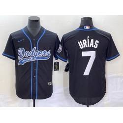 Men's Los Angeles Dodgers #7 Julio Urias Black With Patch Cool Base Stitched Baseball Jersey1 Men's Los Angeles Dodgers #7 Julio Urias Black With Patch Cool Base Stitched Baseball Jersey1