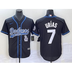 Men's Los Angeles Dodgers #7 Julio Urias Black With Patch Cool Base Stitched Baseball Jersey Men's Los Angeles Dodgers #7 Julio Urias Black With Patch Cool Base Stitched Baseball Jersey