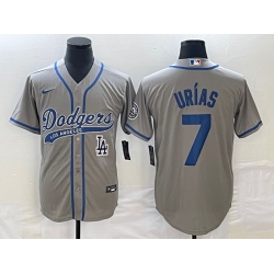 Men's Los Angeles Dodgers #7 Julio Urias Grey With Patch Cool Base Stitched Baseball Jersey Men's Los Angeles Dodgers #7 Julio Urias Grey With Patch Cool Base Stitched Baseball Jersey