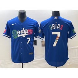 Men's Los Angeles Dodgers #7 Julio Urias Number Blue Cool Base Stitched Jersey4 Men's Los Angeles Dodgers #7 Julio Urias Number Blue Cool Base Stitched Jersey4