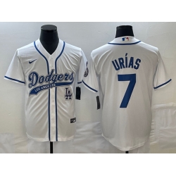 Men's Los Angeles Dodgers #7 Julio Urias White With Patch Cool Base Stitched Baseball Jersey Men's Los Angeles Dodgers #7 Julio Urias White With Patch Cool Base Stitched Baseball Jersey