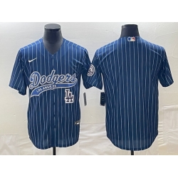 Men's Los Angeles Dodgers Blue Pinstripe Blank With Patch Cool Base Stitched Baseball Jersey Men's Los Angeles Dodgers Blue Pinstripe Blank With Patch Cool Base Stitched Baseball Jersey