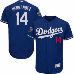 Mens Majestic Los Angeles Dodgers 14 Enrique Hernandez Royal Blue Flexbase Authentic Collection 2018 World Series Jersey