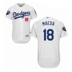 Mens Majestic Los Angeles Dodgers 18 Kenta Maeda White Home Flex Base Authentic Collection 2018 World Series Jersey