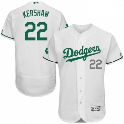 Mens Majestic Los Angeles Dodgers 22 Clayton Kershaw White Celtic Flexbase Authentic Collection MLB Jersey 