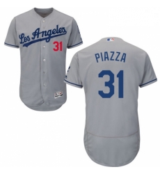 Mens Majestic Los Angeles Dodgers 31 Mike Piazza Grey Flexbase Authentic Collection MLB Jersey