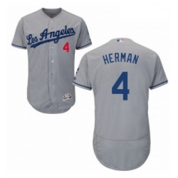 Mens Majestic Los Angeles Dodgers 4 Babe Herman Grey Flexbase Authentic Collection MLB Jersey