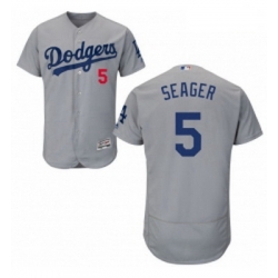 Mens Majestic Los Angeles Dodgers 5 Corey Seager Gray Alternate Road Flexbase Authentic Collection MLB Jersey