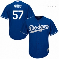 Mens Majestic Los Angeles Dodgers 57 Alex Wood Replica Royal Blue Alternate Cool Base MLB Jersey 