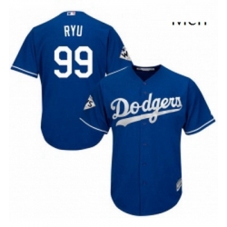 Mens Majestic Los Angeles Dodgers 99 Hyun Jin Ryu Replica Royal Blue Alternate 2017 World Series Bound Cool Base MLB Jersey