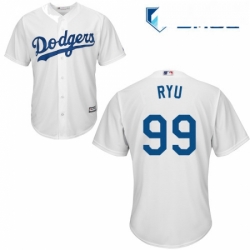 Mens Majestic Los Angeles Dodgers 99 Hyun Jin Ryu Replica White Home Cool Base MLB Jersey