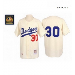 Mens Mitchell and Ness 1962 Los Angeles Dodgers 30 Maury Wills Authentic Cream Throwback MLB Jersey