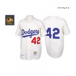 Mens Mitchell and Ness Los Angeles Dodgers 42 Jackie Robinson Replica White Throwback MLB Jersey