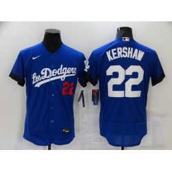 Men's Nike Los Angeles Dodgers #22 Clayton Kershaw Blue Elite City Player Jersey