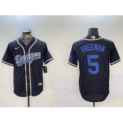 men los angeles dodgers 5 freddie freeman black 2024 world series cool base stitched baseball jersey II