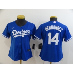 Women Dodgers 14 Enrique Hernandez Royal Women 2020 Nike Cool Base Jersey