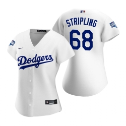 Women Los Angeles 68 Los Angeles Dodgers Ross Stripling White 2020 World Series Champions Replica Jersey