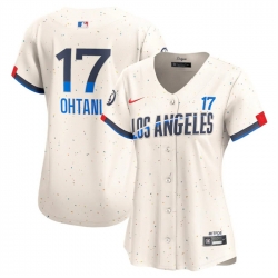 Women Los Angeles Dodgers 17 Shohei Ohtani Cream 2024 City Connect Limited Stitched Jersey