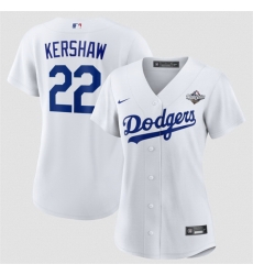 Women Los Angeles Dodgers 22 Clayton Kershaw White 2025 World Series Home Cool Base Stitched Baseball Jersey Women Los Angeles Dodgers 22 Clayton Kershaw White 2025 World Series Home Cool Base Stitched Baseball Jersey