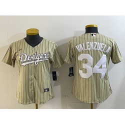 Women Los Angeles Dodgers 34 Fernando Valenzuela Authentic Collection Stitched MLB Jersey