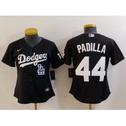 Women Los Angeles Dodgers 44 Vicente Padilla Black Stitched Jersey 1