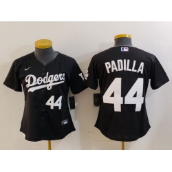 Women Los Angeles Dodgers 44 Vicente Padilla Black Stitched Jersey 3