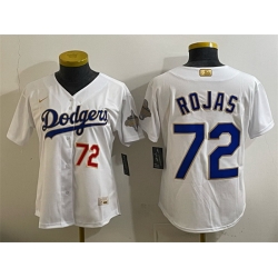 Women Los Angeles Dodgers  72 Miguel Rojas White 2026 Gold Collection Stadium Stitched Baseball Jersey Run Small 
