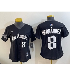 Women Los Angeles Dodgers 8 Enrique Hernandez Black 2025 World Series Champions LA Gothic Edition Limited Stitched Baseball Jersey Women Los Angeles Dodgers 8 Enrique Hernandez Black 2025 World Series Champions LA Gothic Edition Limited Stitched Baseball Jersey