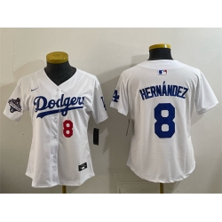 Women Los Angeles Dodgers 8 Enrique Hernandez White 2025 World Series Champions Home Limited Stitched Baseball Jersey 