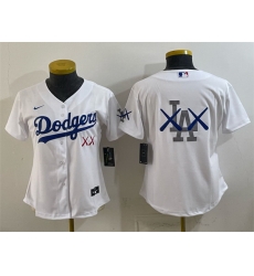 Women Los Angeles Dodgers Team Big Logo White Vapor Premier Limited Stitched Baseball Jersey  