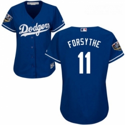 Womens Majestic Los Angeles Dodgers 11 Logan Forsythe Authentic Royal Blue Alternate Cool Base 2018 World Series MLB Jersey 