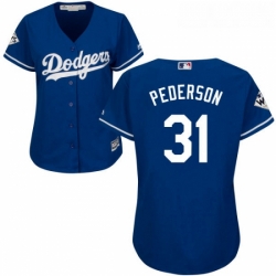 Womens Majestic Los Angeles Dodgers 31 Joc Pederson Authentic Royal Blue Alternate 2017 World Series Bound Cool Base MLB Jersey