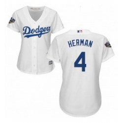 Women's Majestic Los Angeles Dodgers #4 Babe Herman Authentic White Home Cool Base 2018 World Series MLB Jersey