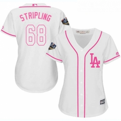 Womens Majestic Los Angeles Dodgers 68 Ross Stripling Authentic White Fashion Cool Base 2018 World Series MLB Jersey 