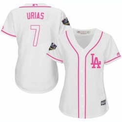 Womens Majestic Los Angeles Dodgers 7 Julio Urias Authentic White Fashion Cool Base 2018 World Series MLB Jersey