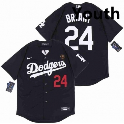 Youth Dodgers 24 Kobe Bryant Black Cool Base Stitched MLB Jersey