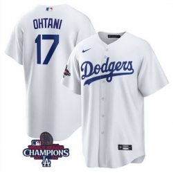 Youth Los Angeles Dodgers 17 Shohei Ohtani White 2024 World Series Champions Cool Base Stitched Baseball Jersey