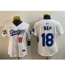 Youth Los Angeles Dodgers 18 MVP White 2025 World Series Champions Patch Limited Stitched Baseball Jersey Youth Los Angeles Dodgers 18 MVP White 2025 World Series Champions Patch Limited Stitched Baseball Jersey