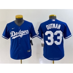 Youth Los Angeles Dodgers 33 James Outman Royal Stitched Baseball Jersey