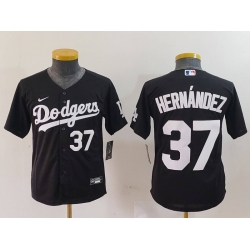 Youth Los Angeles Dodgers 37 Teoscar Hernandez Black Stitched Baseball Jersey 1